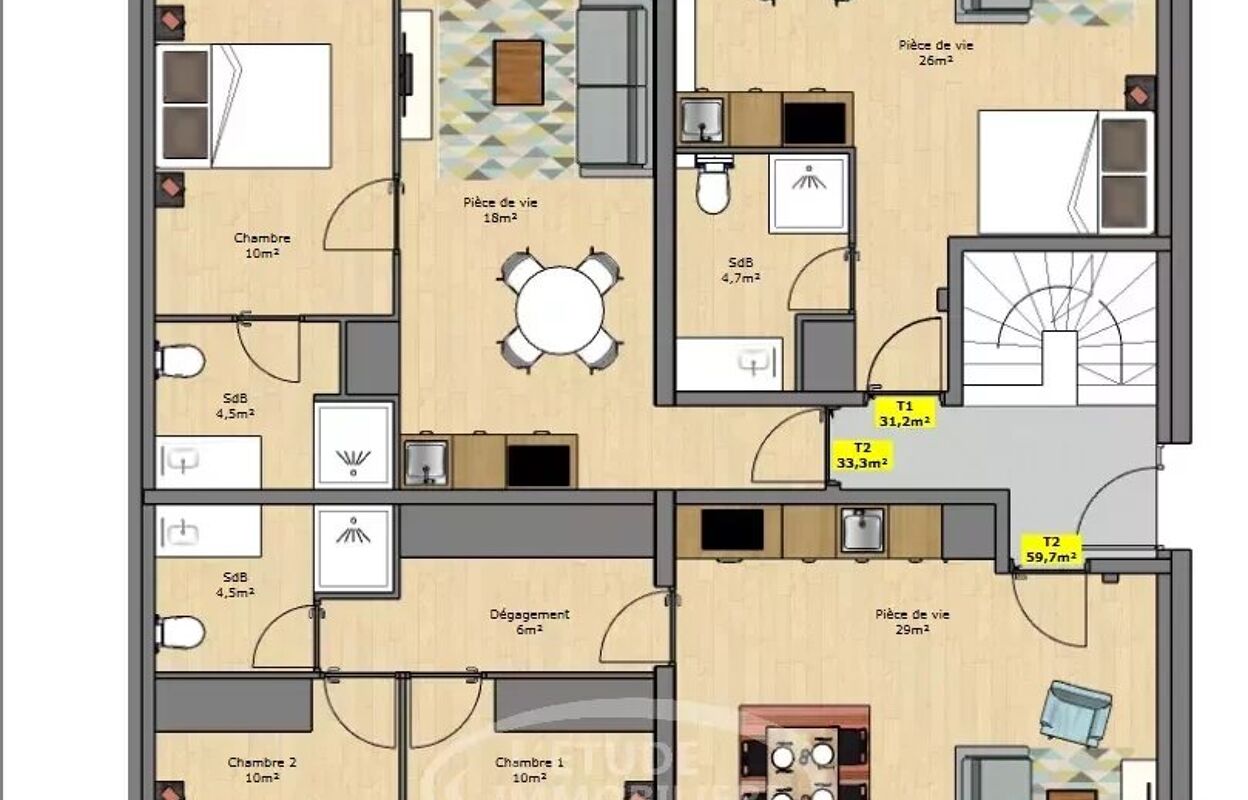 appartement 3 pièces 59 m2 à vendre à Sautron (44880)