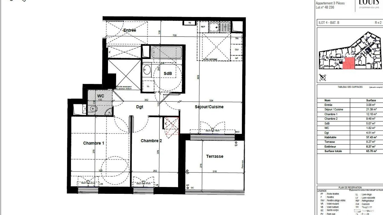 appartement 3 pièces 57 m2 à vendre à Saint-Germain-en-Laye (78100)