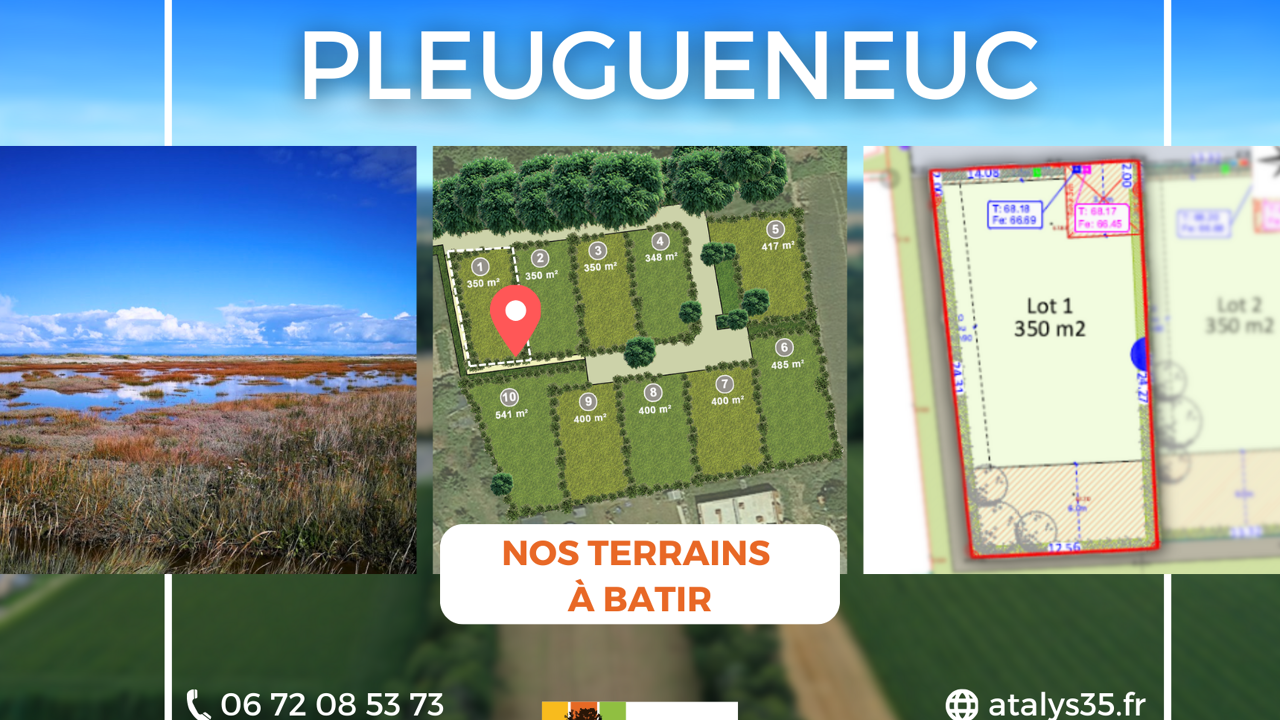 terrain  m2 à construire à Pleugueneuc (35720)