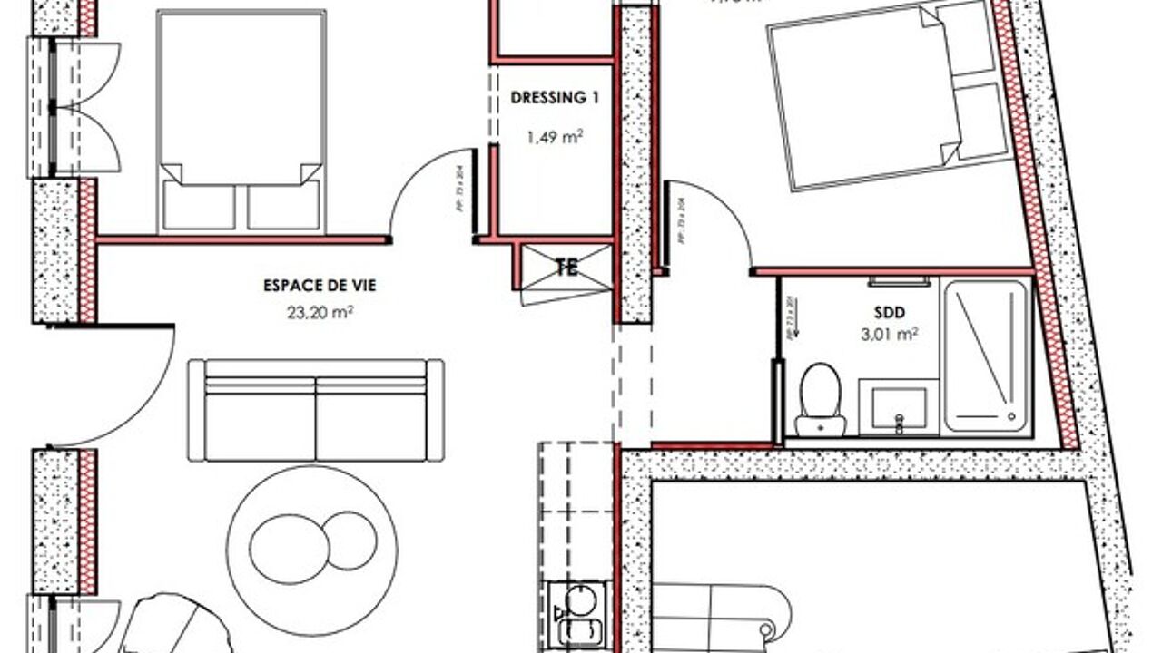 appartement 3 pièces 50 m2 à vendre à Vernaison (69390)