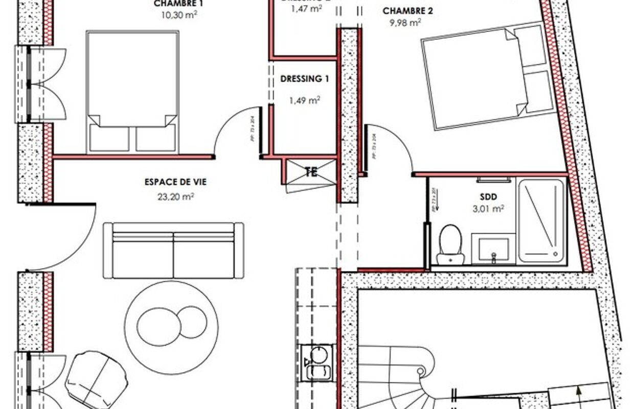 appartement 3 pièces 50 m2 à vendre à Vernaison (69390)