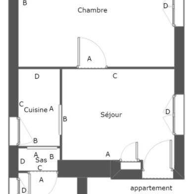 Appartement 2 pièces 32 m²