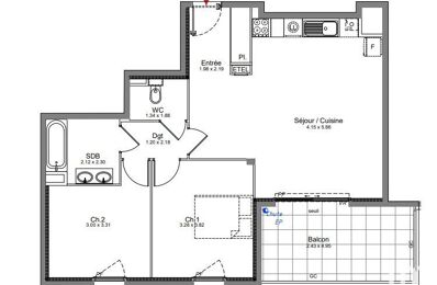 appartement 3 pièces 67 m2 à vendre à Valbonne (06560)