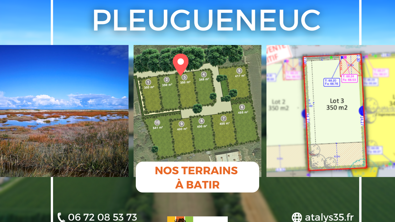 terrain  m2 à construire à Pleugueneuc (35720)