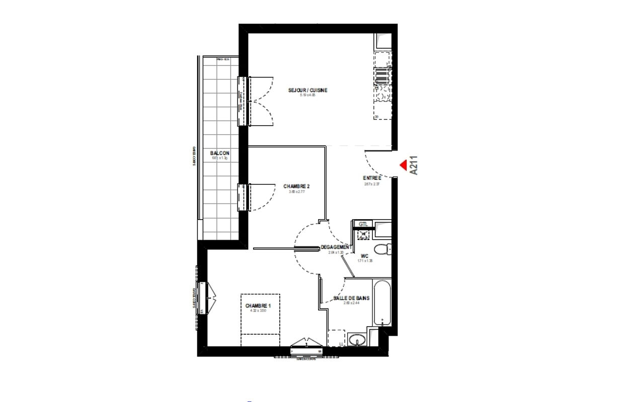 appartement 3 pièces 61 m2 à vendre à Auray (56400)