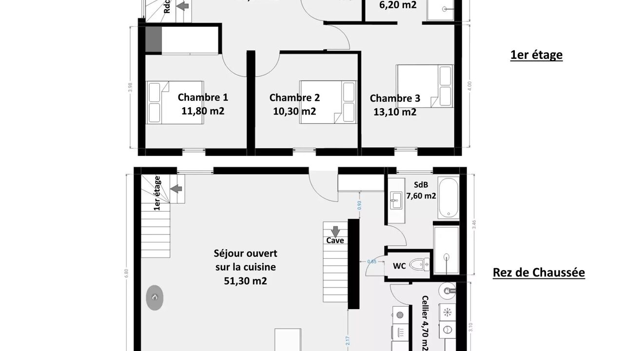 maison 5 pièces 117 m2 à vendre à Péronne (80200)