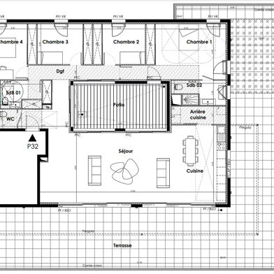 Appartement 5 pièces 164 m²