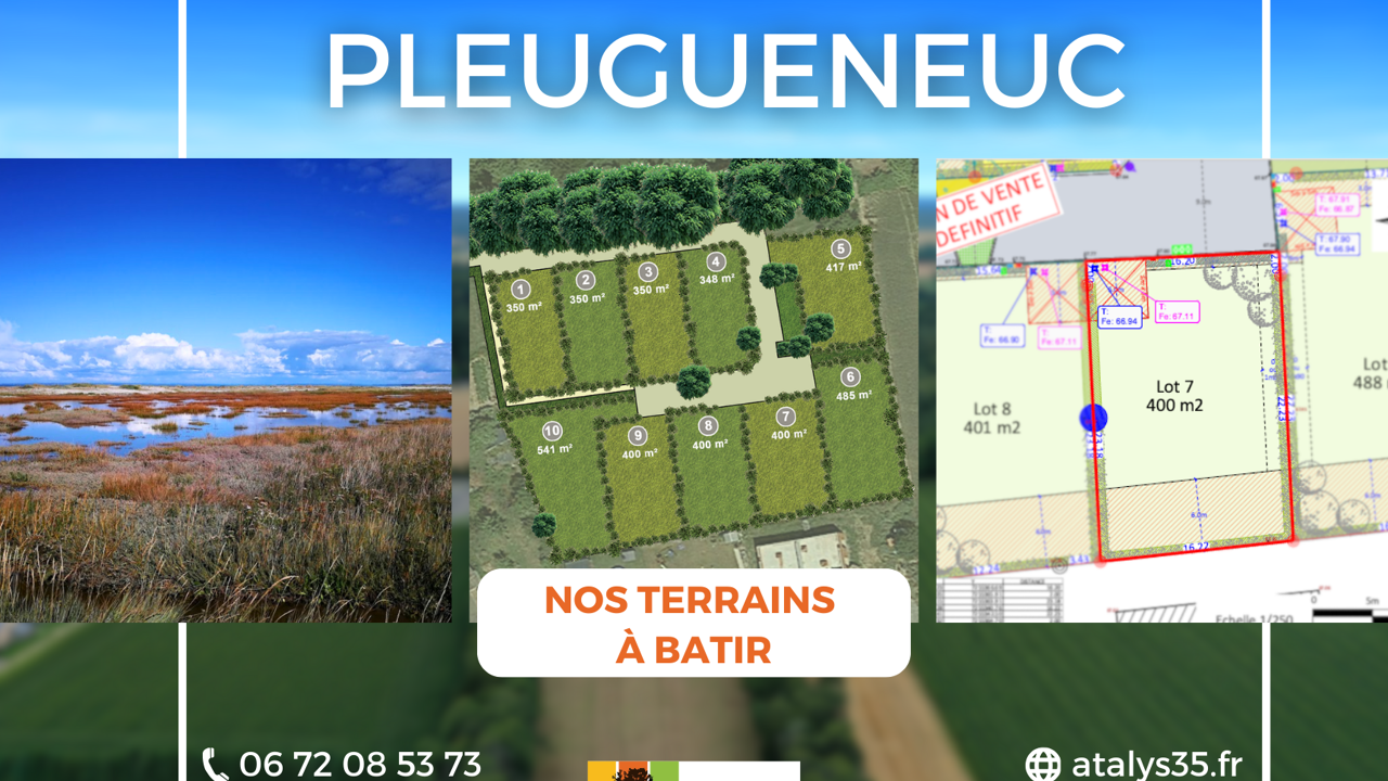 terrain 400 m2 à construire à Pleugueneuc (35720)