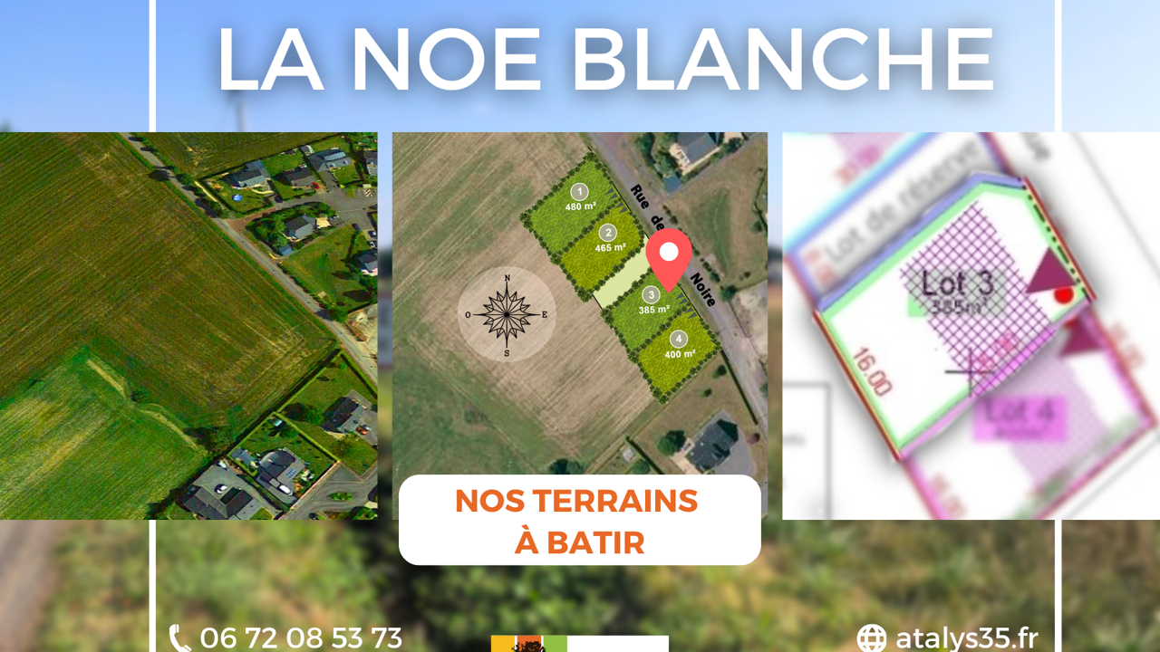 terrain 400 m2 à construire à La Noë-Blanche (35470)