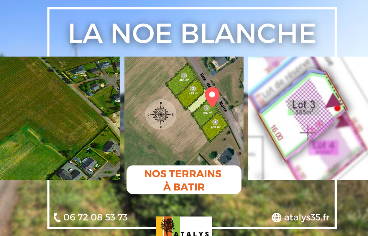 terrain 400 m2 à construire à La Noë-Blanche (35470)