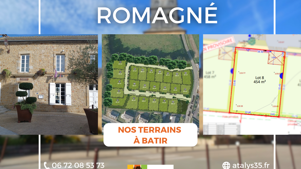 terrain 455 m2 à construire à Romagné (35133)