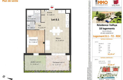 appartement 2 pièces 50 m2 à vendre à Ambérieux (69480)