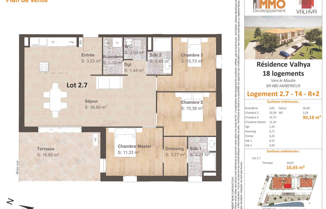 appartement 4 pièces 90 m2 à vendre à Ambérieux (69480)