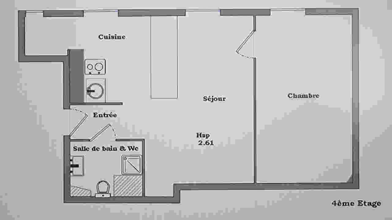Appartement a louer  - 2 pièce(s) - 37 m2 - Surfyn