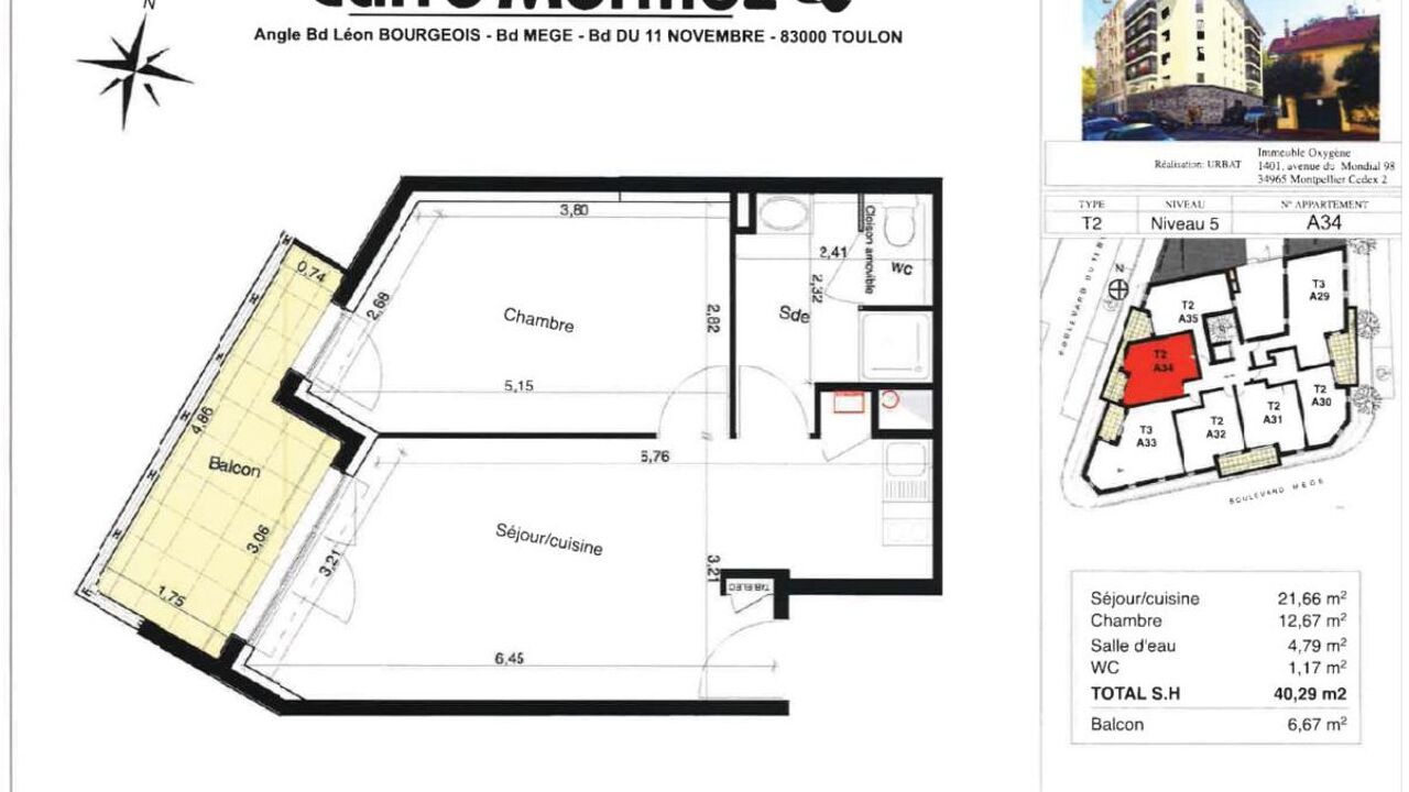 appartement 2 pièces 40 m2 à louer à Toulon (83100)
