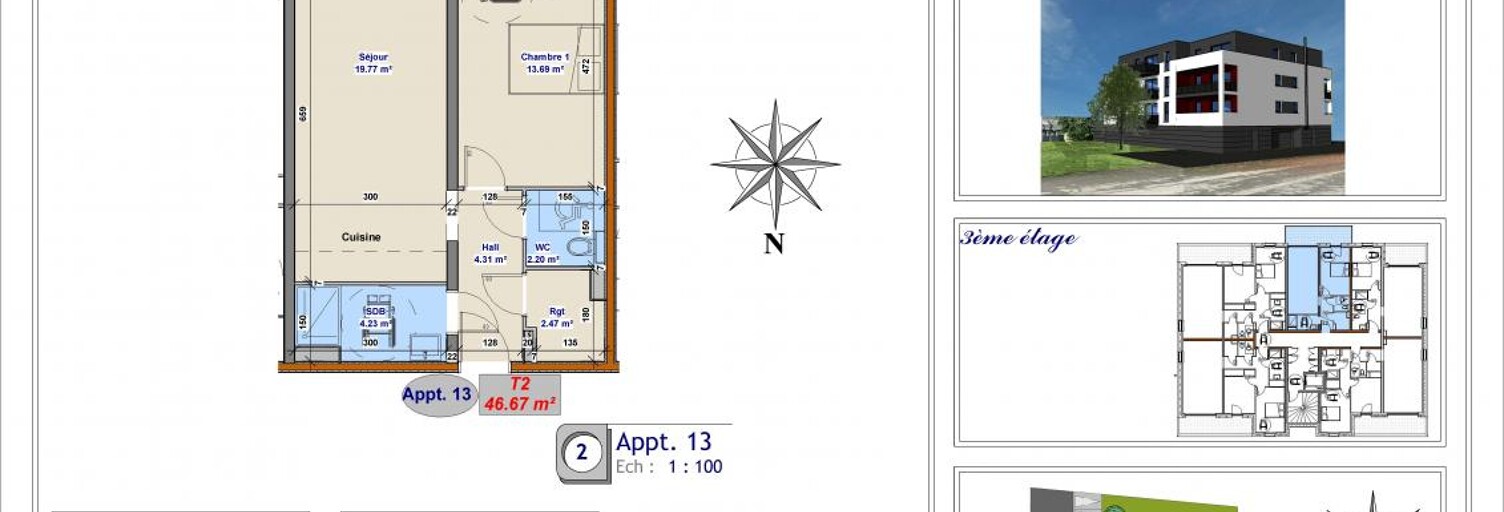 Appartement 2 Pièces 46 m² à vendre à Florange (57190)