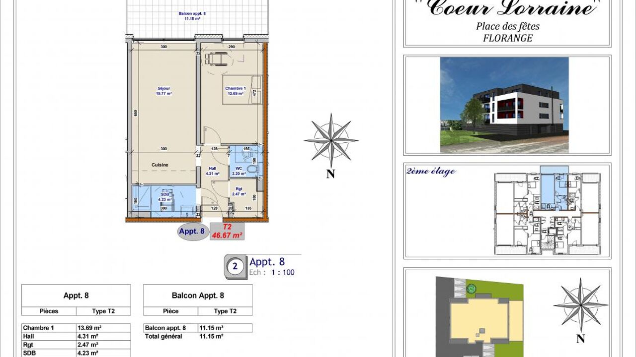 appartement 2 pièces 46 m2 à vendre à Florange (57190)