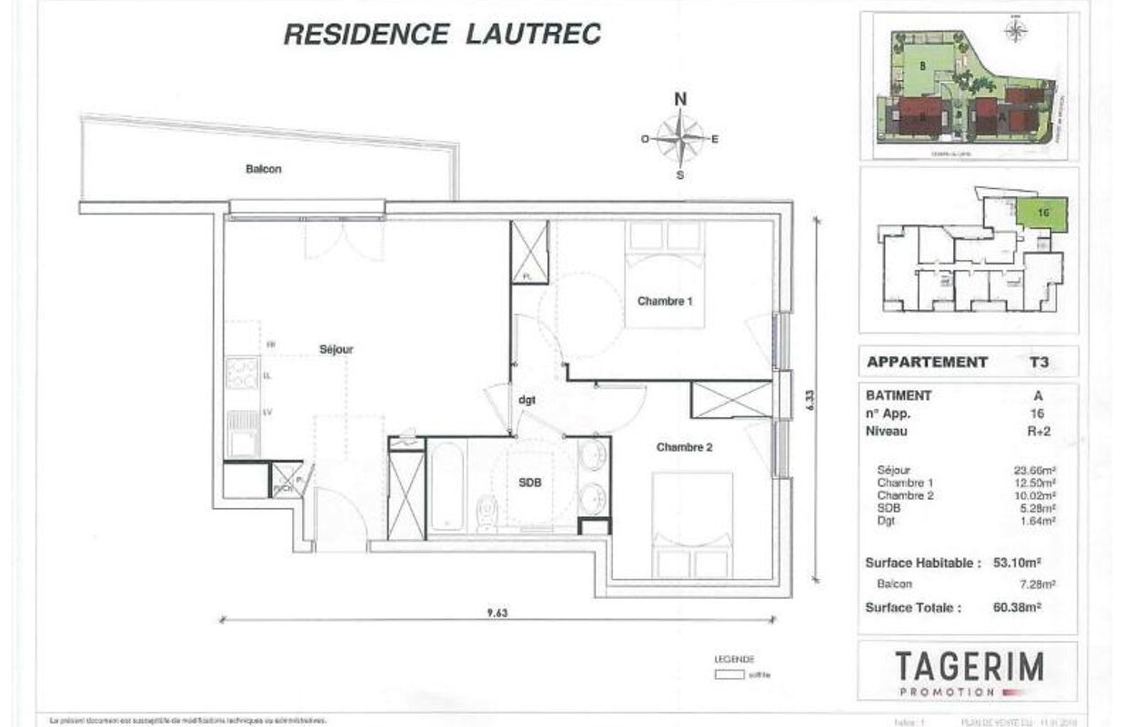 appartement 3 pièces 53 m2 à louer à Toulouse (31200)