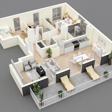Appartement 2 pièces 77 m²