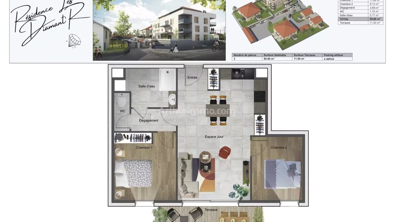 appartement 3 pièces 60 m2 à vendre à Vézeronce-Curtin (38510)
