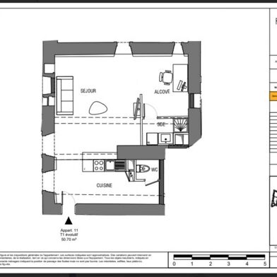 Appartement 1 pièce 50 m²