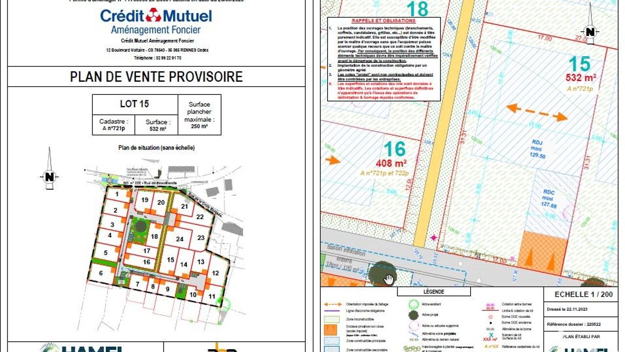 terrain  pièces 532 m2 à vendre à Cardroc (35190)