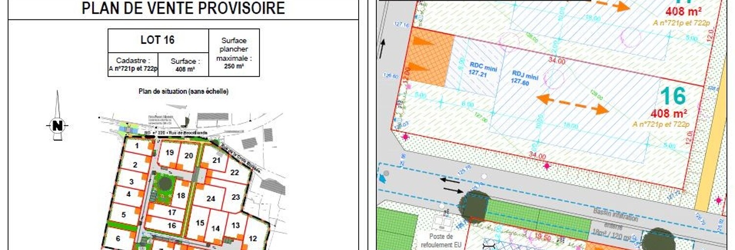 Terrain  408 m² à vendre à Cardroc (35190)