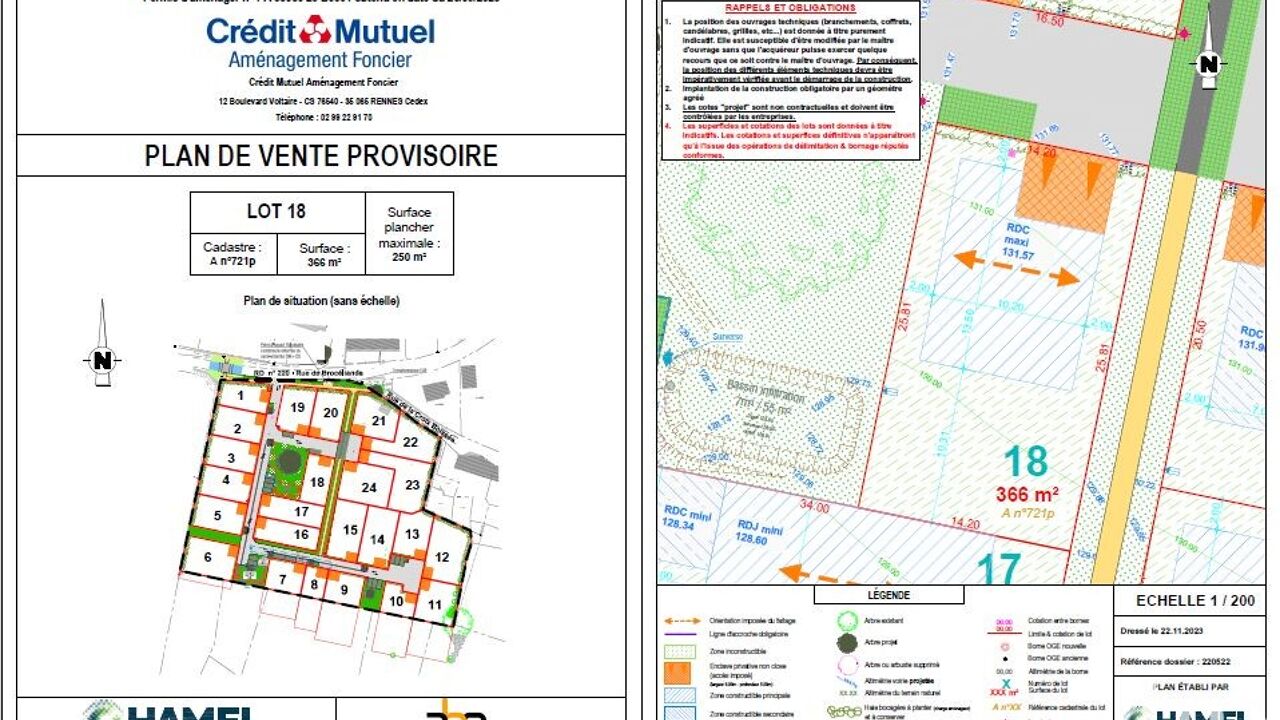 terrain  pièces 366 m2 à vendre à Cardroc (35190)