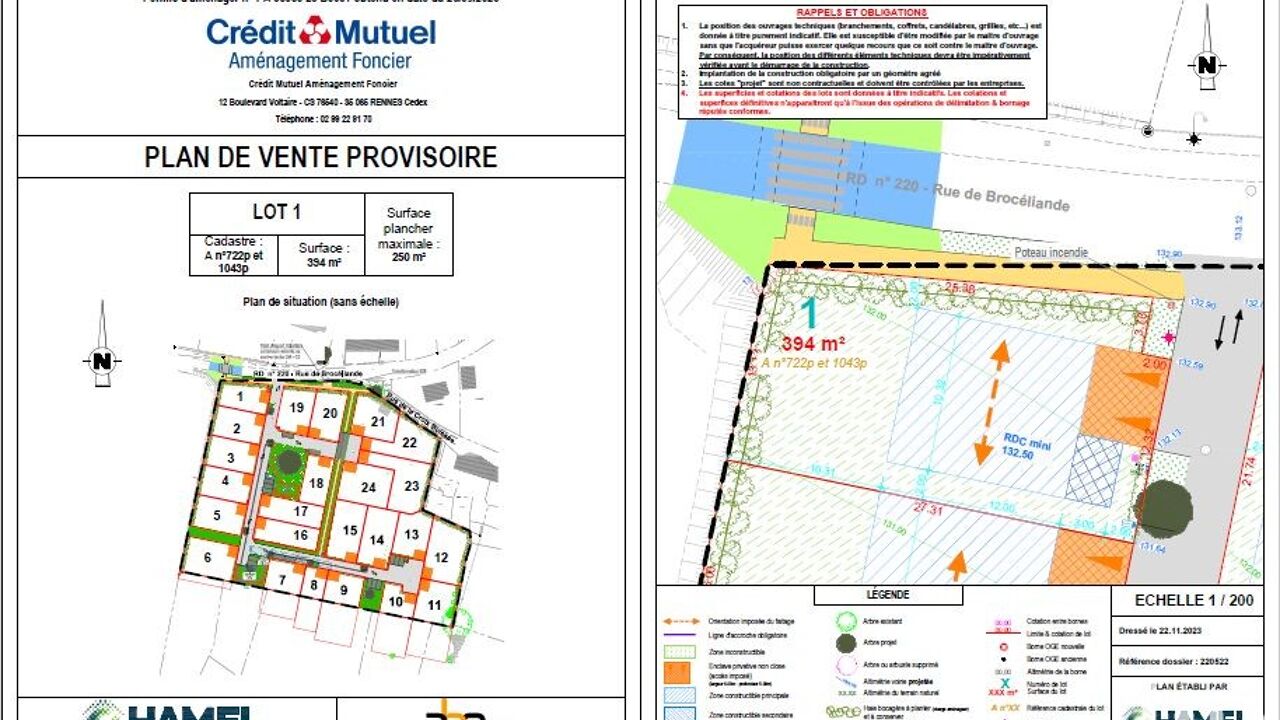 terrain  pièces 394 m2 à vendre à Cardroc (35190)