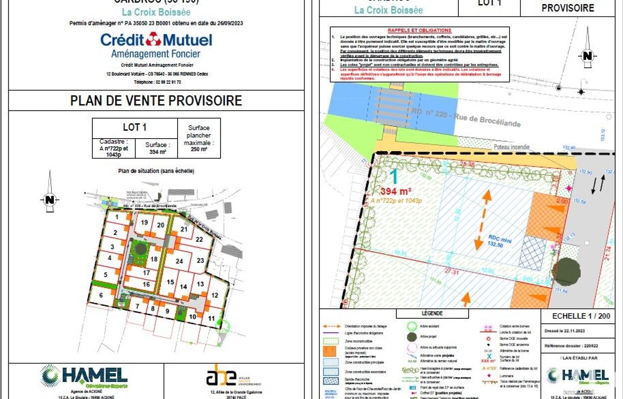 terrain  pièces 394 m2 à vendre à Cardroc (35190)