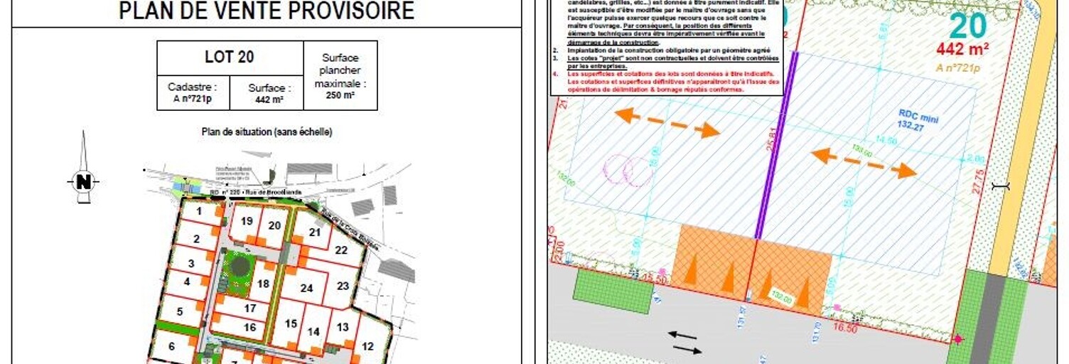 Terrain  442 m² à vendre à Cardroc (35190)