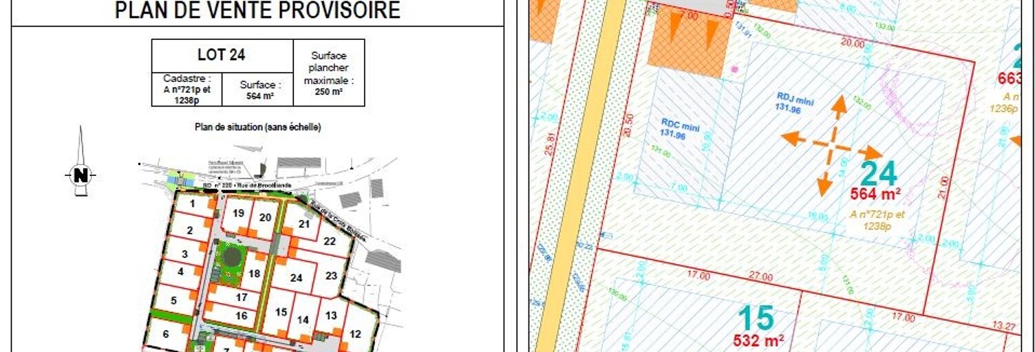 Terrain  564 m² à vendre à Cardroc (35190)