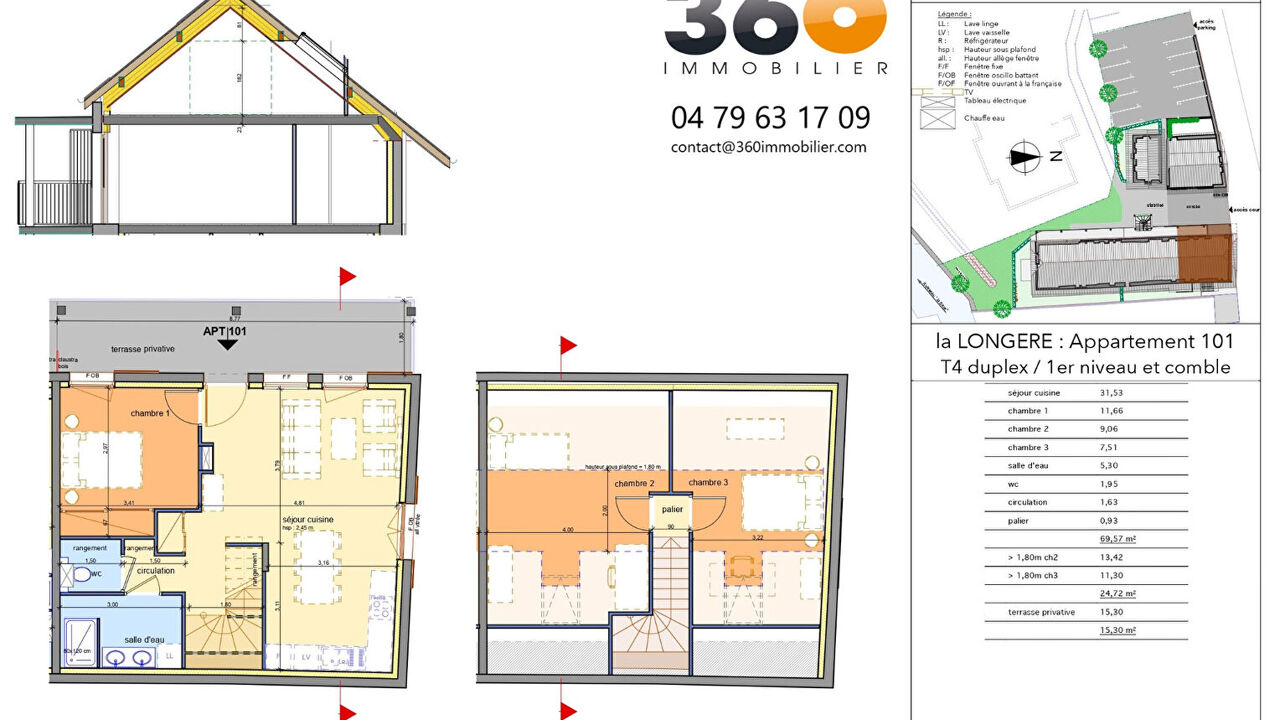 appartement 4 pièces 69 m2 à vendre à Aix-les-Bains (73100)