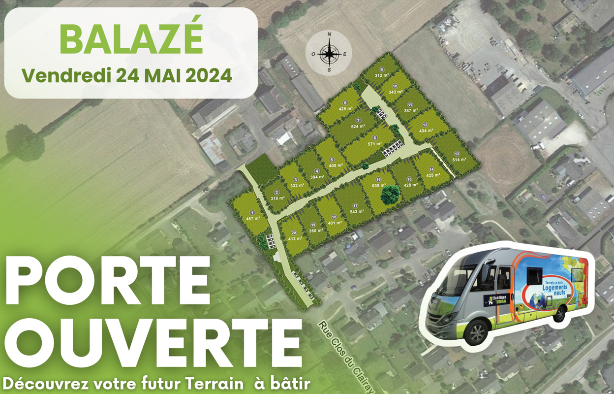 terrain 320 m2 à construire à Balazé (35500)