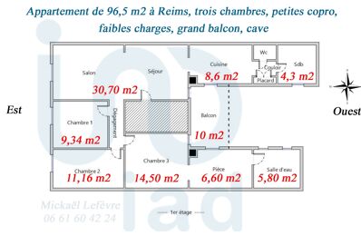 appartement 6 pièces 97 m2 à vendre à Reims (51100)