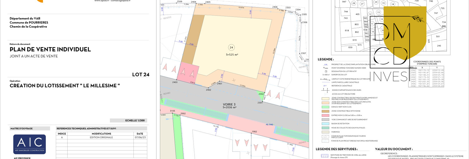 Terrain  525 m² à vendre à Pourrières (83910)
