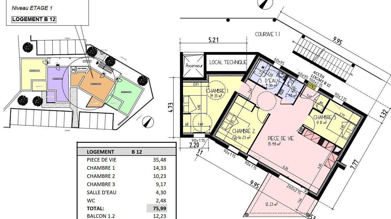 appartement 4 pièces 76 m2 à vendre à Les Herbiers (85500)