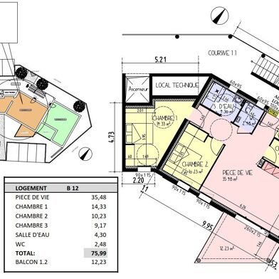 Appartement 4 pièces 76 m²