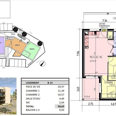 Appartement 3 pièces 58 m²