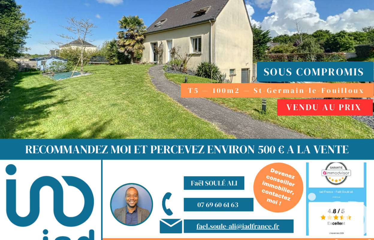 maison 5 pièces 100 m2 à vendre à Saint-Germain-le-Fouilloux (53240)