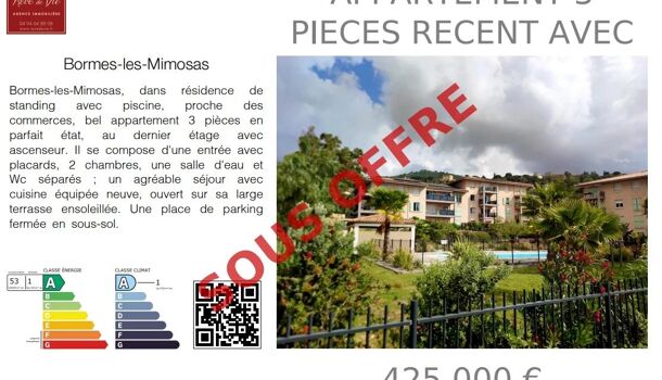 Appartement 3 pièces  à vendre Bormes-les-Mimosas 83230