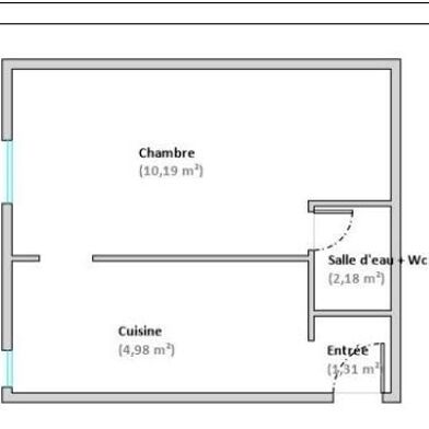 Appartement 1 pièce 19 m²