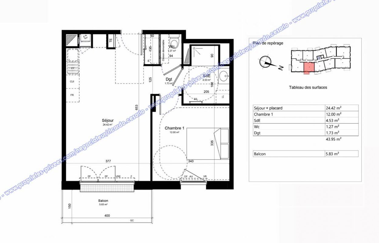 appartement 2 pièces 43 m2 à vendre à Guilvinec (29730)