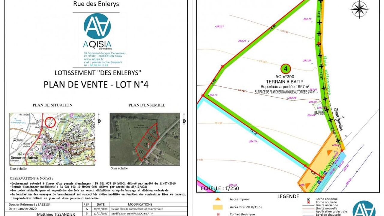 terrain  pièces 957 m2 à vendre à Semur-en-Auxois (21140)