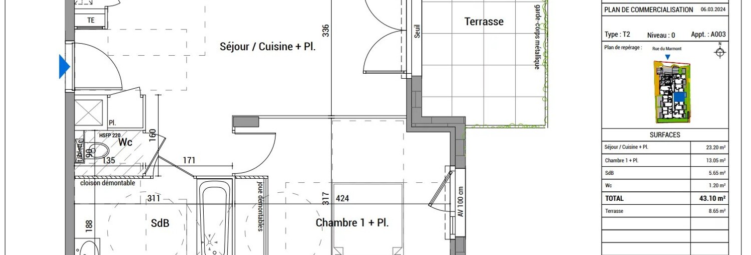 Appartement 2 Pièces 43 m² à vendre à Jassans-Riottier (01480)