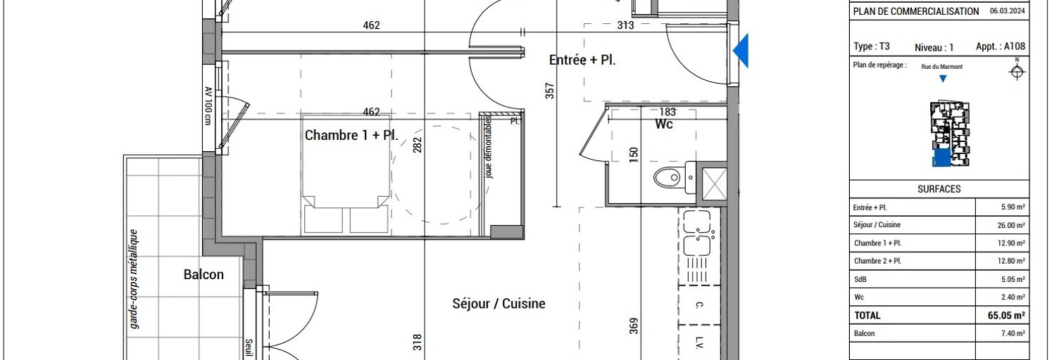 Appartement 3 Pièces 43 m² à vendre à Jassans-Riottier (01480)