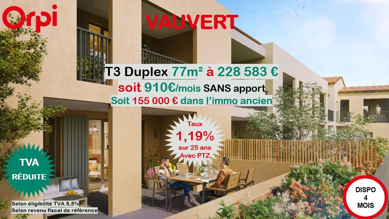 appartement 3 pièces 77 m2 à vendre à Vauvert (30600)