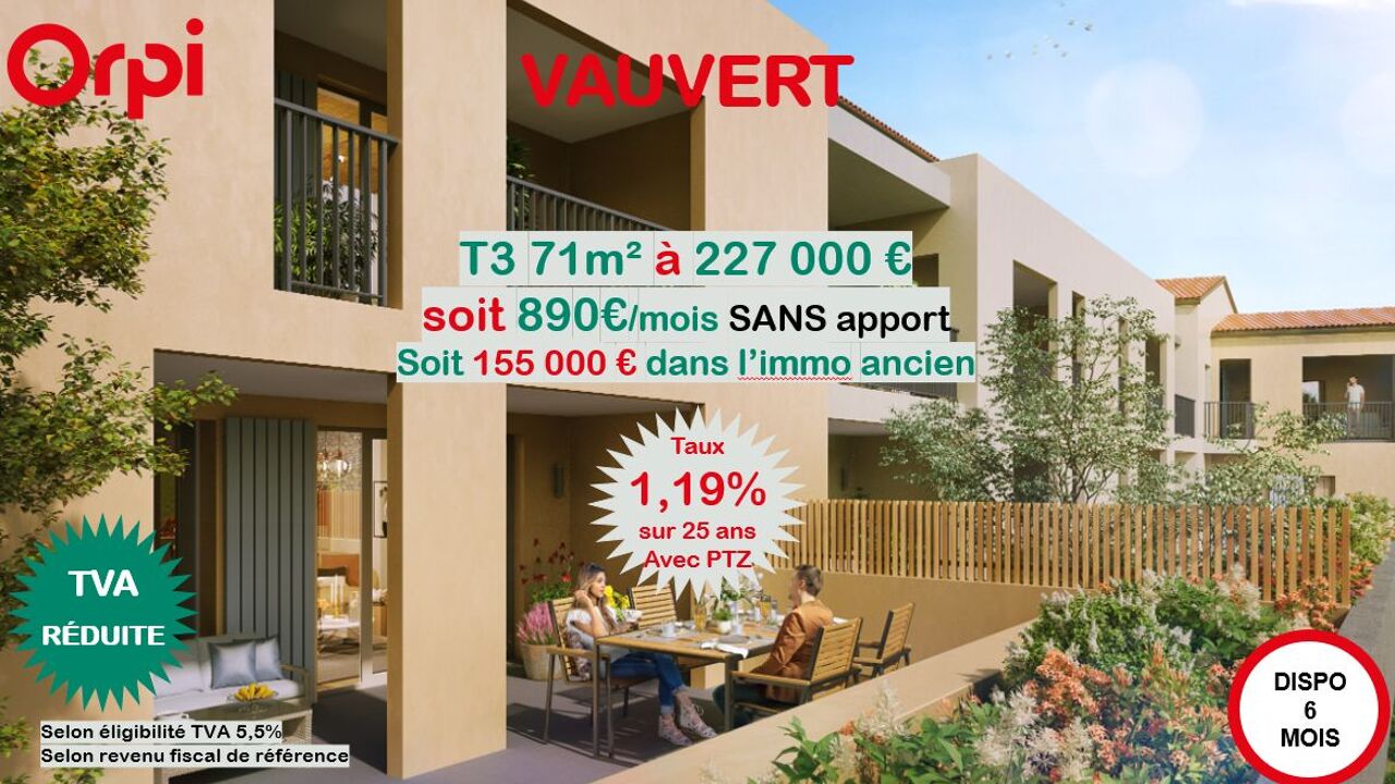 appartement 3 pièces 71 m2 à vendre à Vauvert (30600)