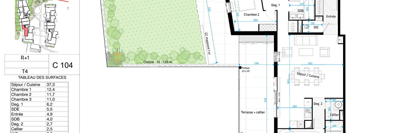 Appartement 4 Pièces 100 m² à vendre à Saint-Clément-de-Rivière (34980)