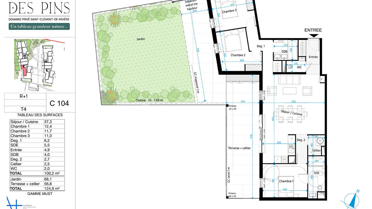 appartement 4 pièces 100 m2 à vendre à Saint-Clément-de-Rivière (34980)